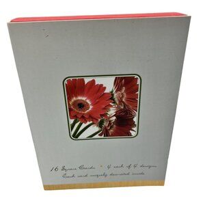 16 Square Cards With Envelopes - Red Gerbera Daisy Design 4L